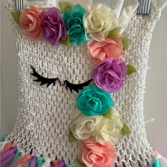 Unicorn Tutu Dress with Floral Accent Costume - Picture 3 of 5